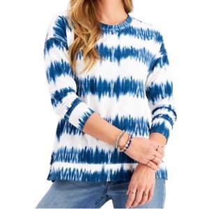 HP🎊 NWT Style & Co • Blue White Tie Dye Soft Lightweight Sweatshirt Roomy Comfy